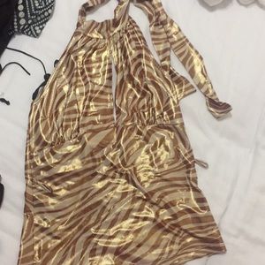 Gold zebra halter top